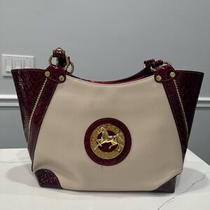 Elegant Cream and Burgundy Women's Bag